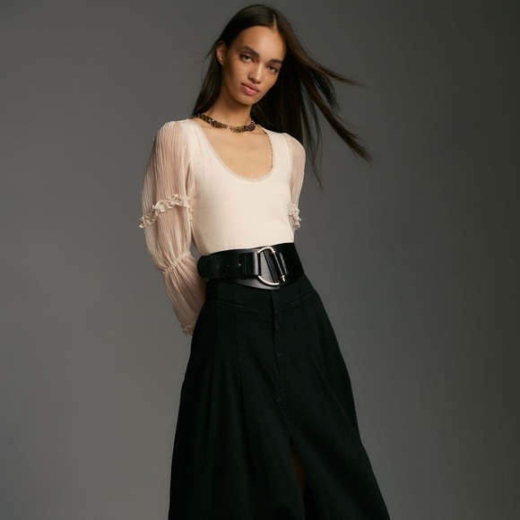 Anthropologie Cream Pleated Top - Picture 4 of 13